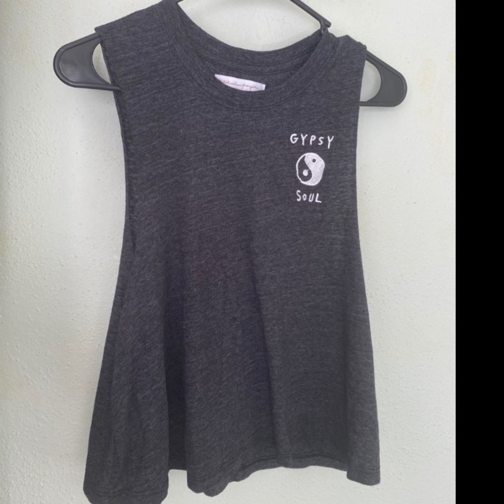 Dark Grey Flowy Tank ~ Spiritual Gangster ~ Gypsy Soul☮️